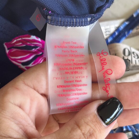 Lilly Pulitzer Farlee One Piece Swimsuit in Low Tide Navy Its Ofishell Size 6 - Picture 7 of 10